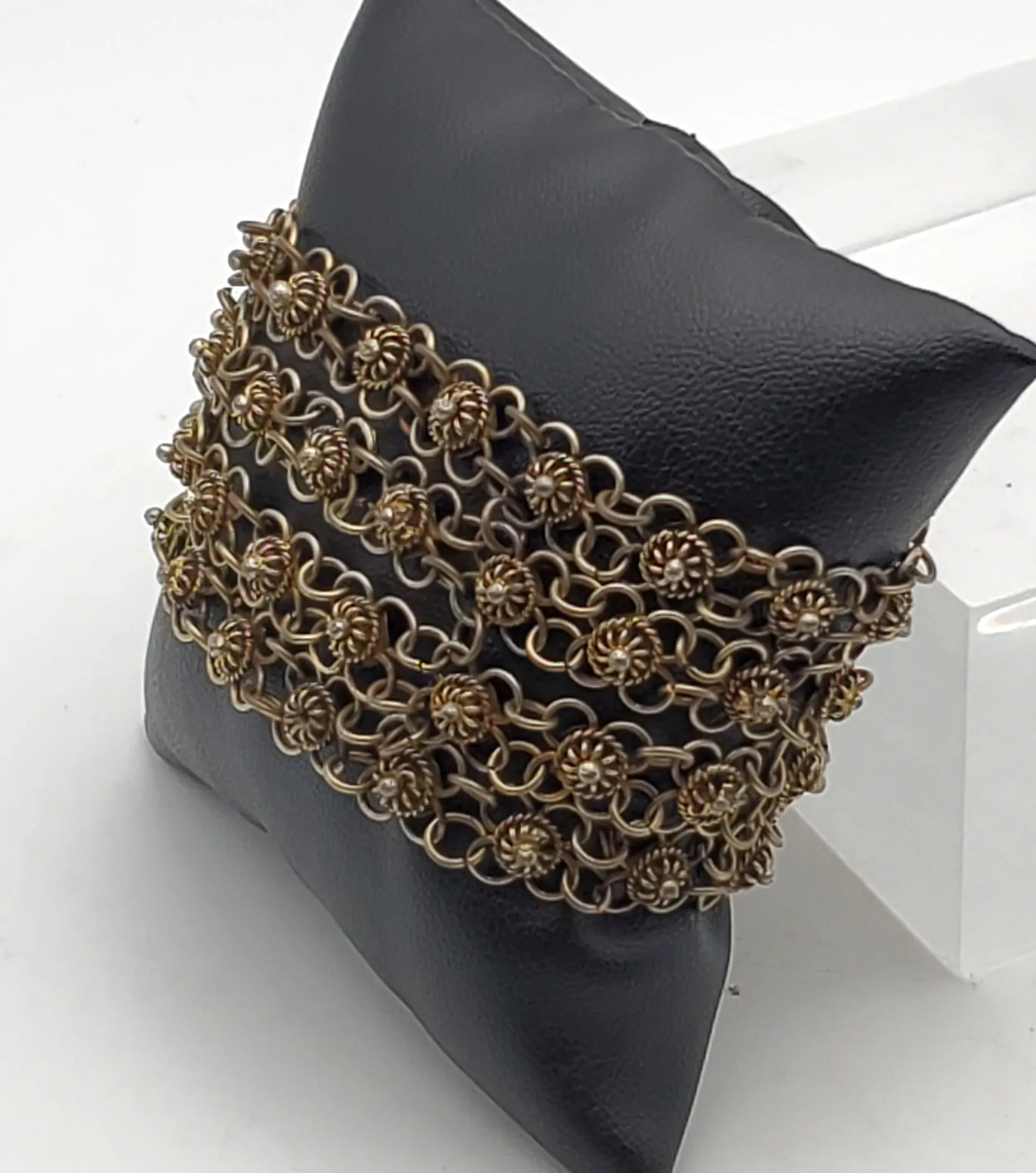 Vintage Handmade Brass Multi-Link Chain Cuff Bracelet