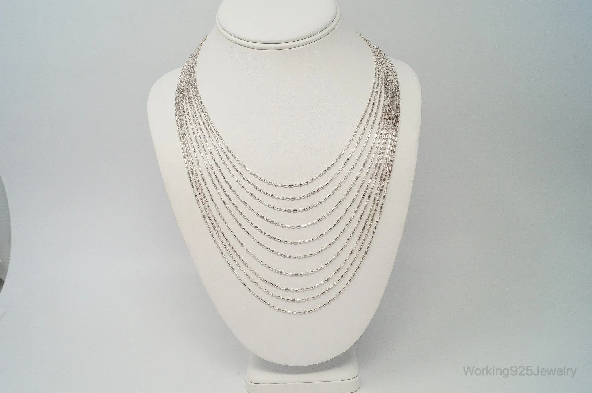 Vintage Italian Designer High Fashion Chain Sterling Silver Necklace