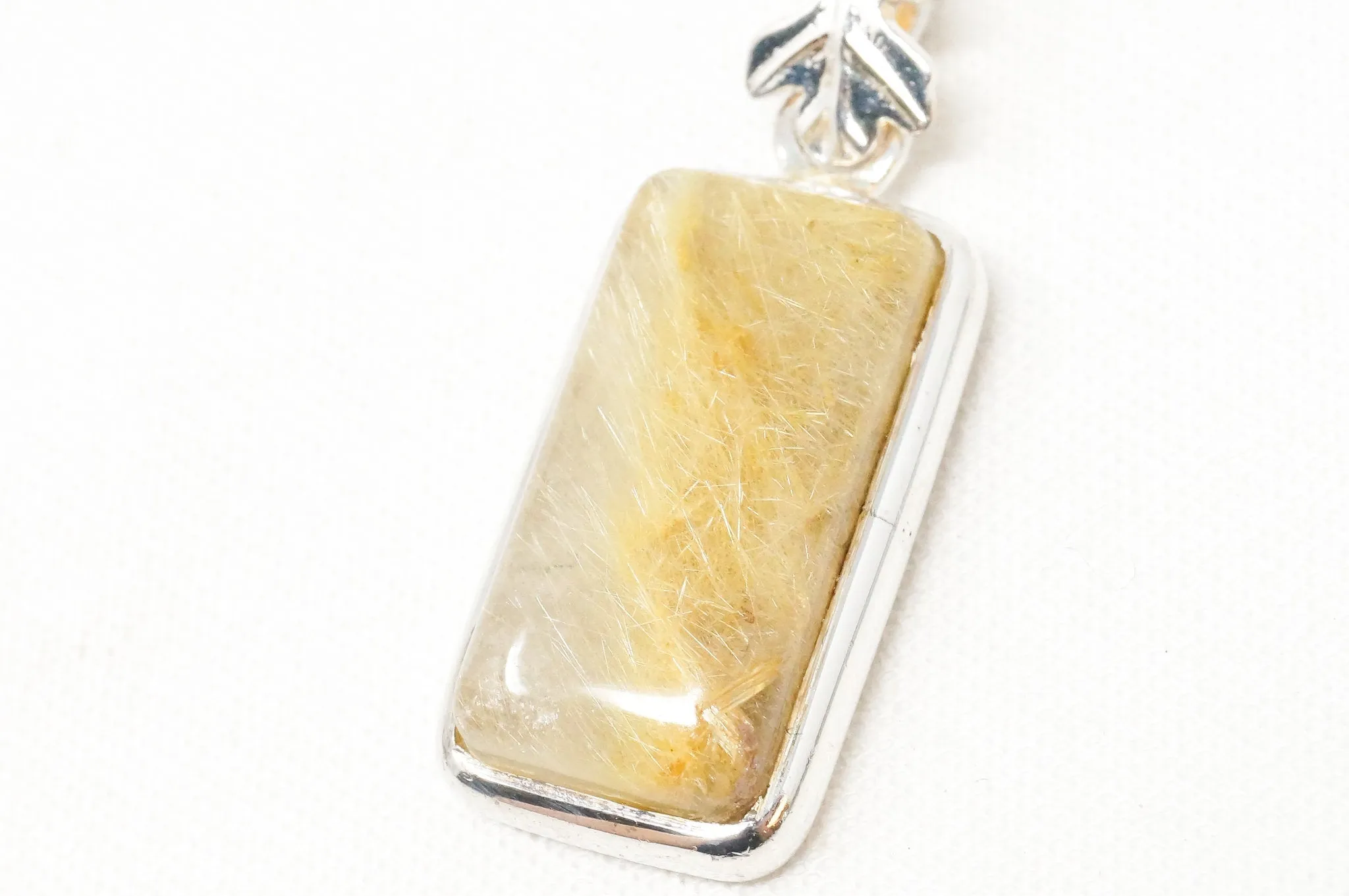 Vintage Large Yellow Quartz Leaf Sterling Silver Necklace Pendant