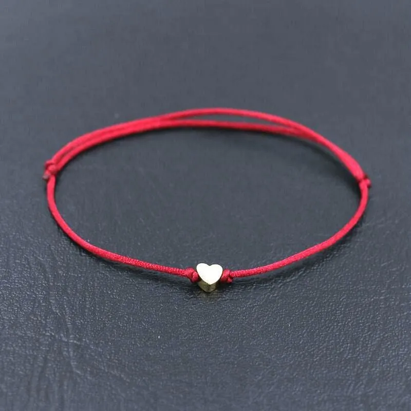 Waterproof Wax Wire Alloy Peach Heart Hand-woven Bracelet For Women