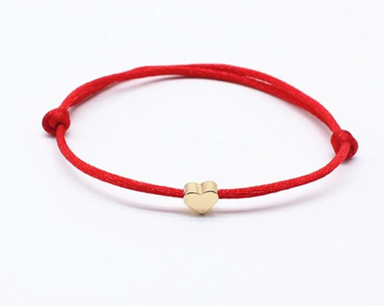 Waterproof Wax Wire Alloy Peach Heart Hand-woven Bracelet For Women